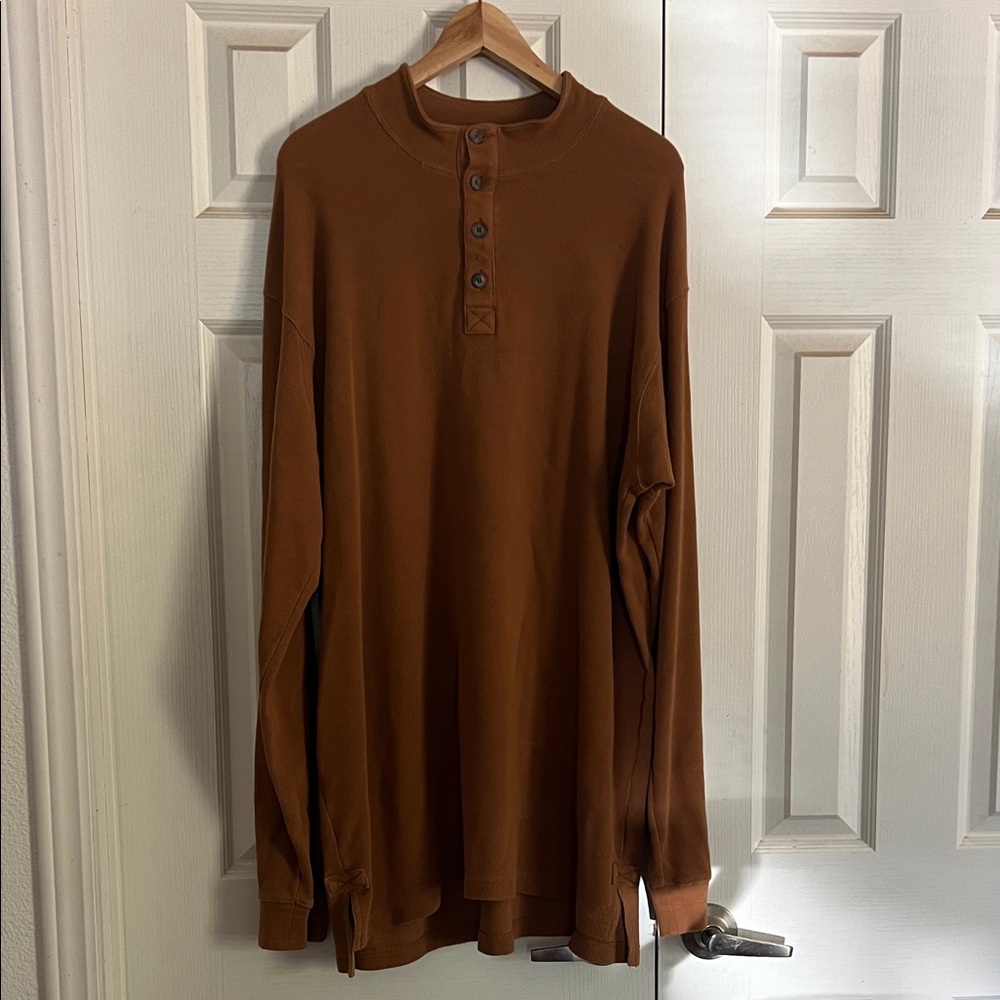 Duluth Trading Co Men's Long Sleeve Henley - Brown